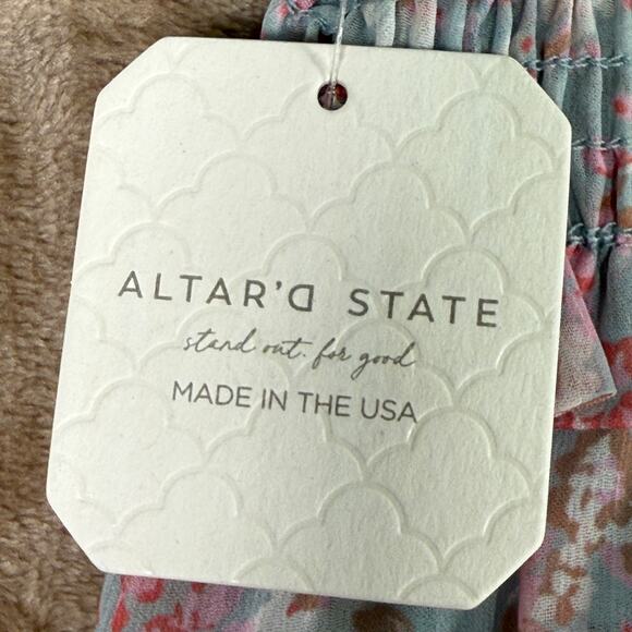 Altar’d State Floral Ruffle Smocked Mini Skirt Blue Pink Boho Feminine NWT | XS - Picture 6 of 9